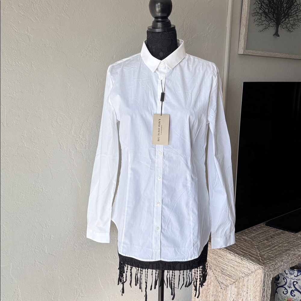 NWT Burberry Classic White women Dress Shirt size 12